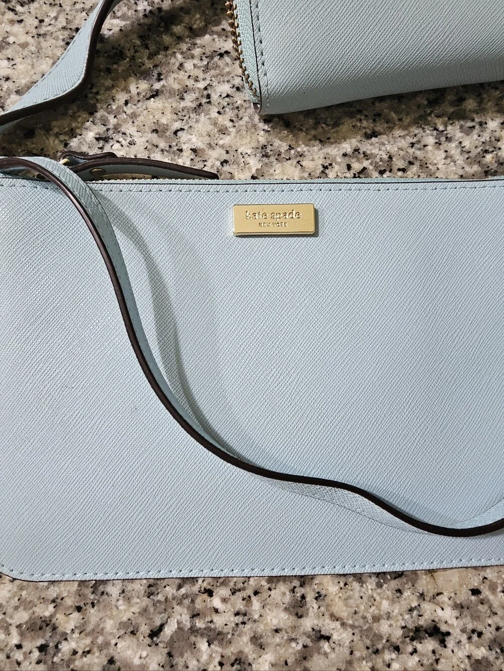 kate spade logo blue leather